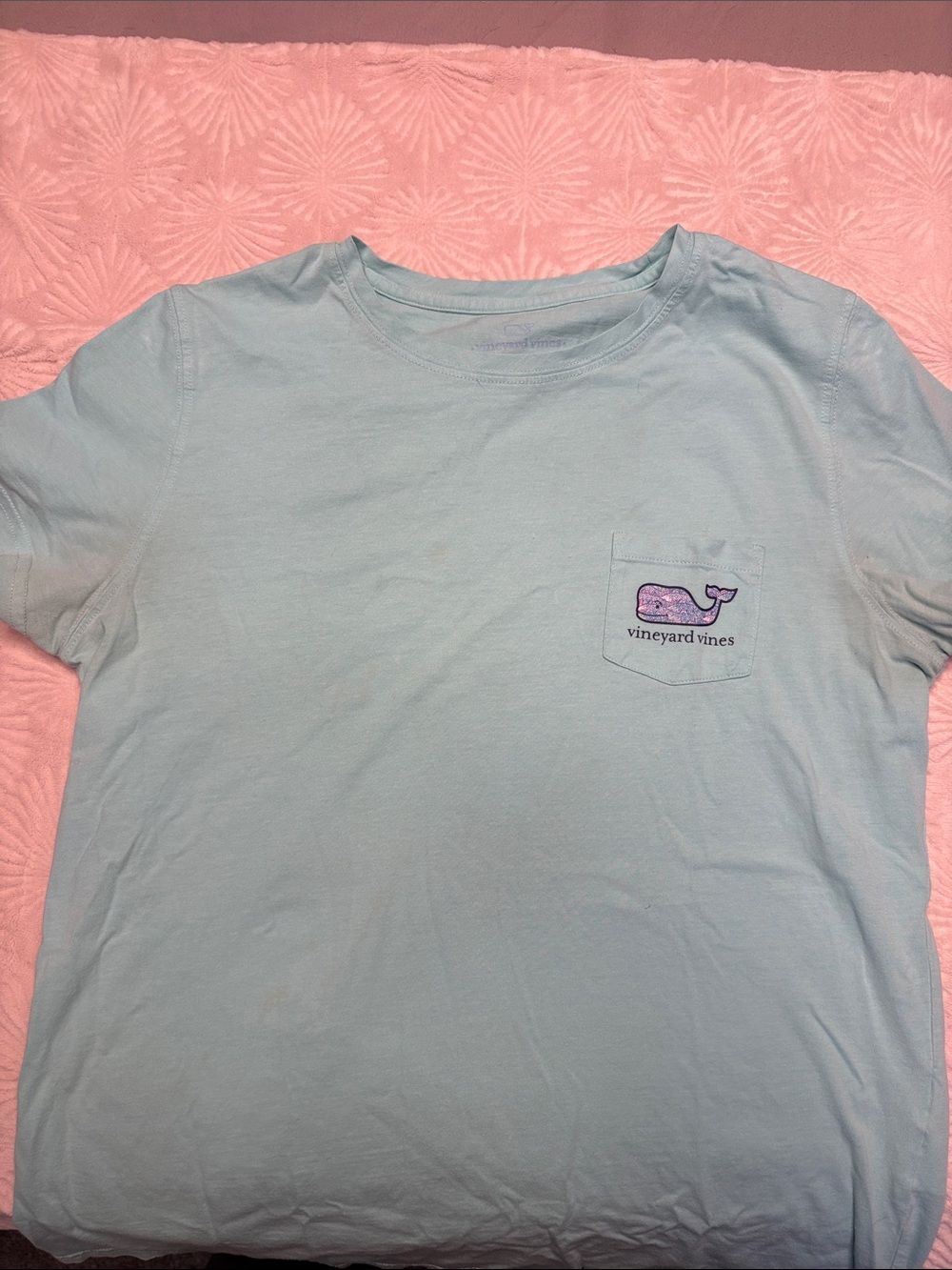 Vineyard Vines Women’s Seafoam Pocket Tee with Whale Logo